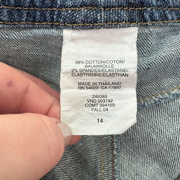 Vintage Y2K GAP Jeans Stretch Skirt Womens 14 Blue Pencil Pockets Double Button - Picture 7 of 13